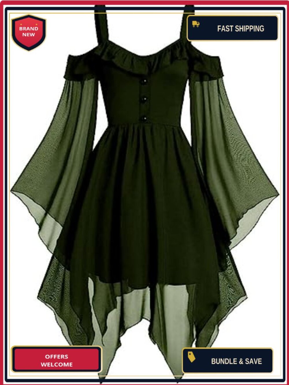 Off Shoulder Lace Chiffon Mini Dress Renaissance Gothic Cosplay